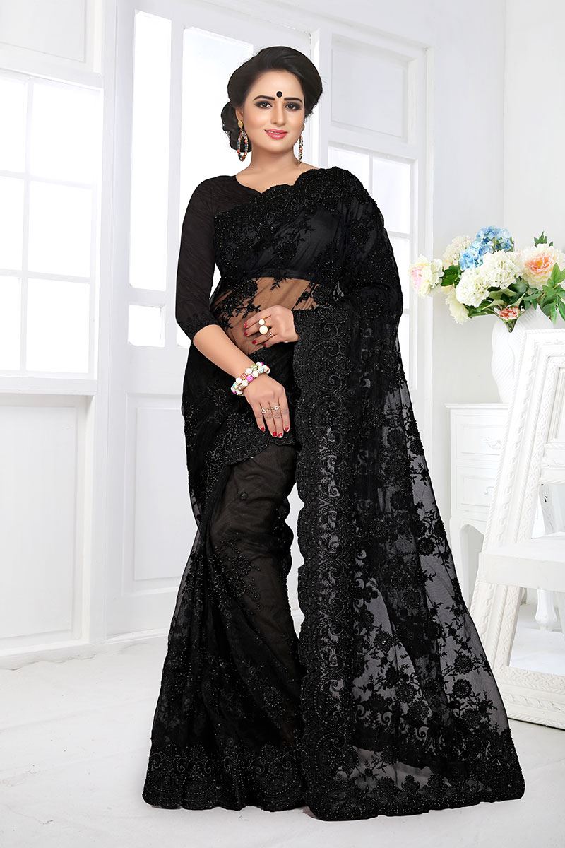 black saree for party