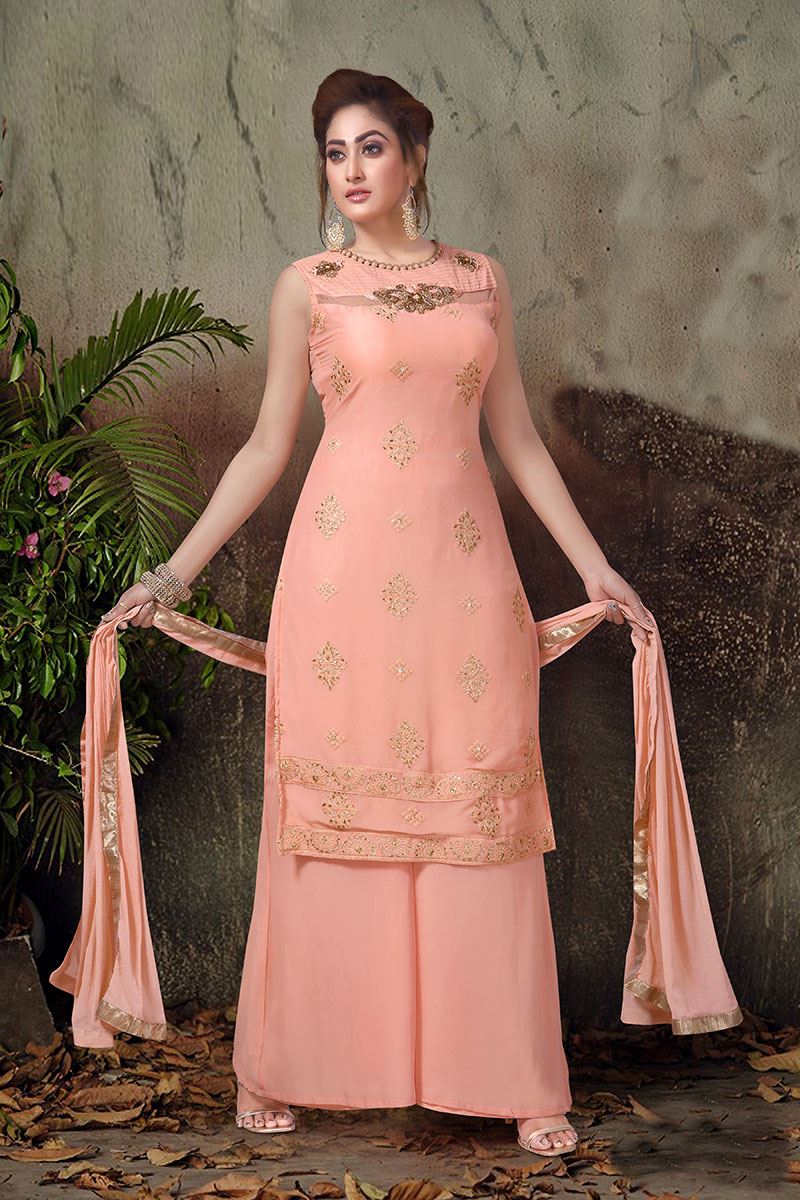 peach colour salwar suit design