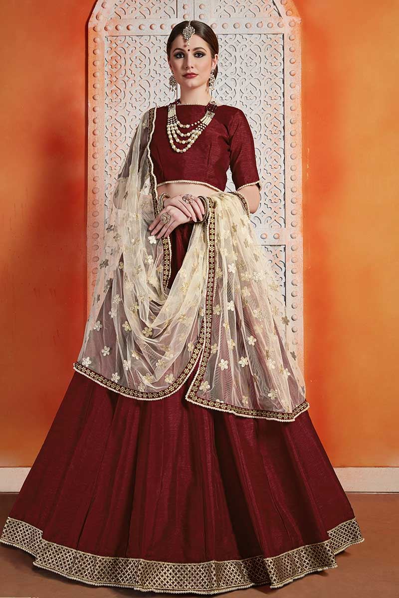 Buy Maroon Bridal Lehenga for Women Online from India's Luxury Designers  2024