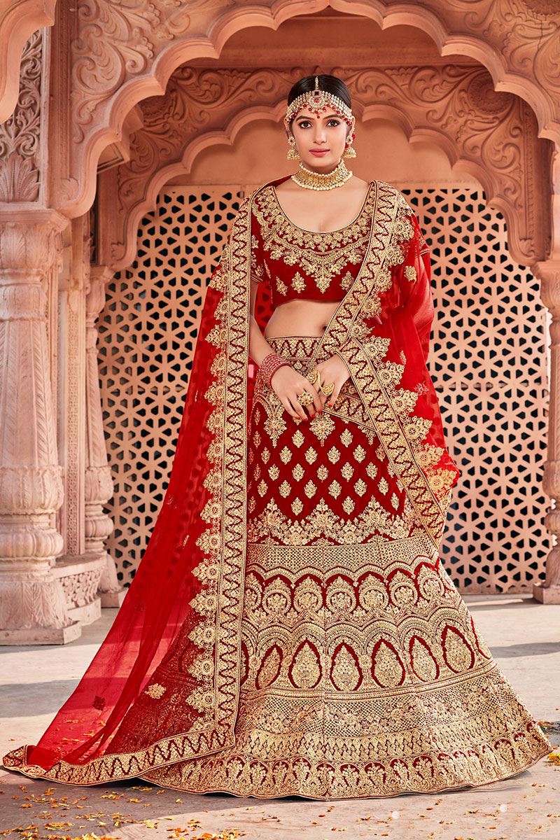 red velvet lehenga