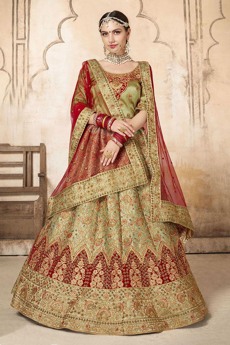 lehenga choli red and green