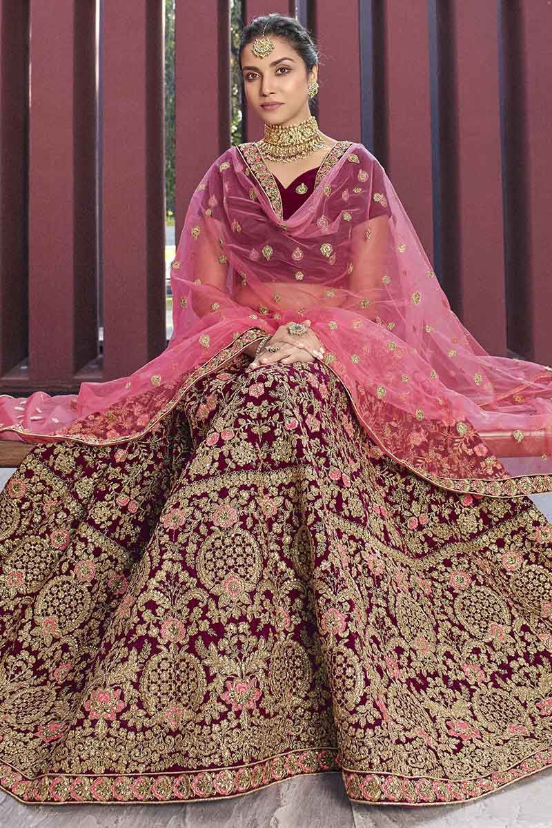 bridal velvet lehenga