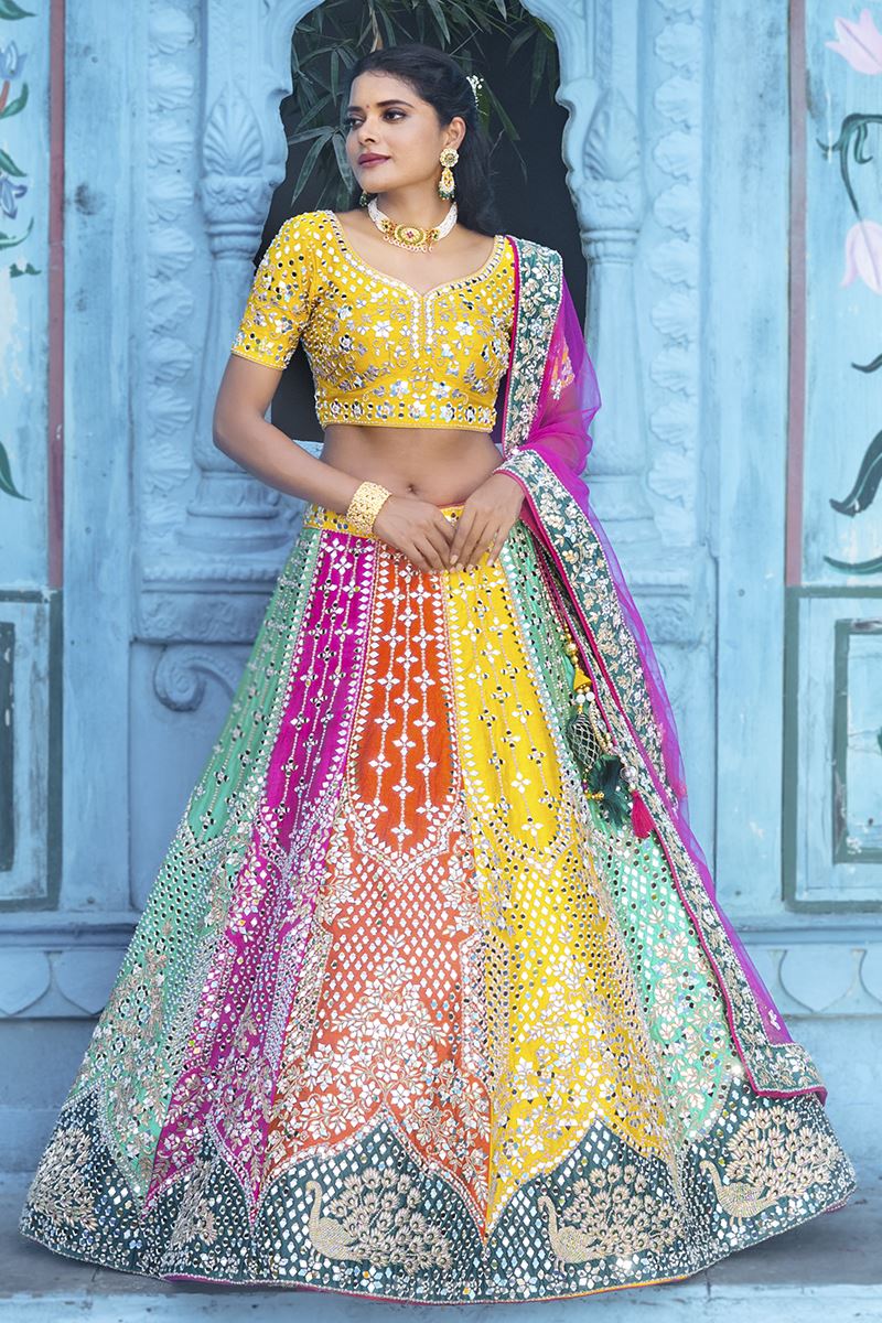 Indian Multi Color Lehenga With Digital Printed And Indian T