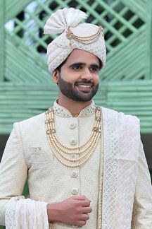 Picture of Artistic Cream Colored Designer Sherwani