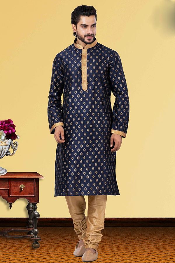 Picture of Exuberant Navy Blue Colored Designer Kurta Set