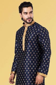 Picture of Exuberant Navy Blue Colored Designer Kurta Set