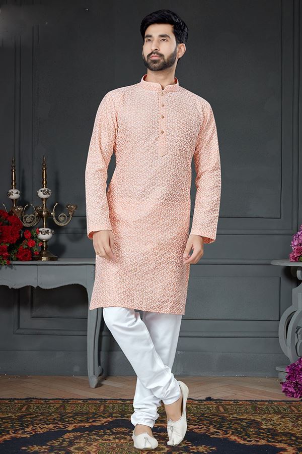 Picture of Charming Peach Colored Designer Kurta Set