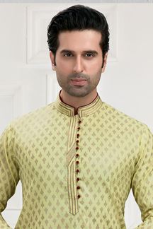 Picture of Charming Pista Green Colored Designer Kurta Payjama Set