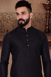 Picture of  Enticing Black Colored Designer Kurta Pajama with Jacket