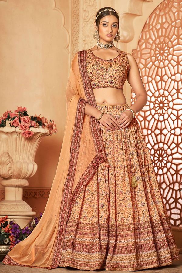 Picture of Exuberant Designer Peach Colored Lehenga Choli