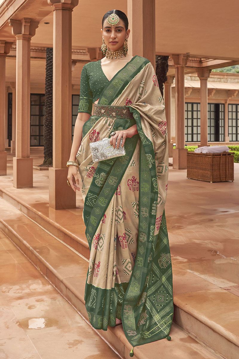 Cream Colour Saree, Sari for Wedding Reception Party Function Wear Kashmiri  Weaving Silk Kani Saree for Women, Royal Look Saree Gifts.women - Etsy  Norway