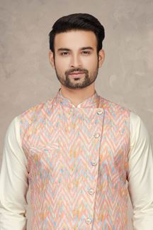 Picture of Artistic Cream Colored Designer Kurta Pajama Set