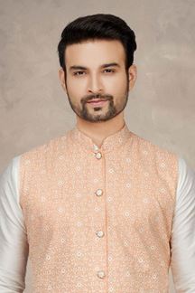 Picture of Majestic Off White Colored Designer Kurta Pajama Set