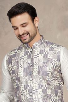 Picture of Enticing Cream Colored Designer Kurta Pajama Set