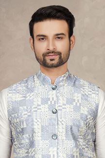 Picture of Aesthetic Cream Colored Designer Kurta Pajama Set