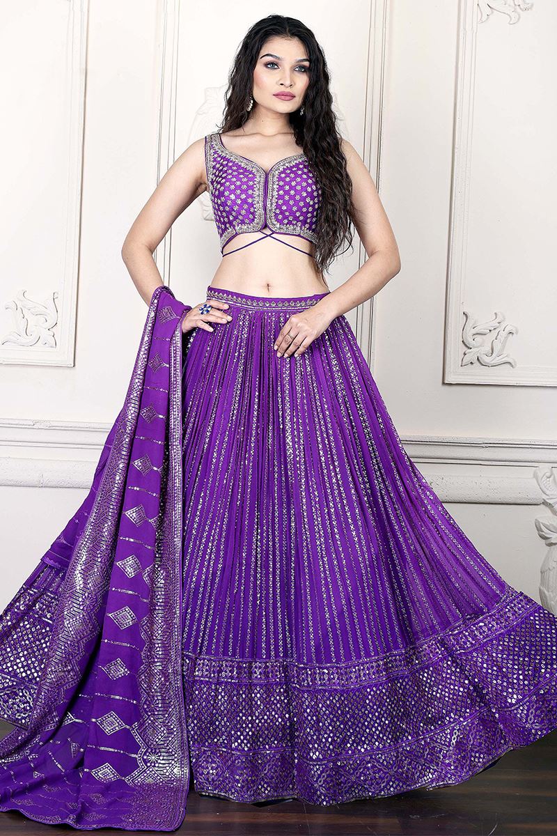 Party Wear Purple Georgette Embroidery Lehenga Choli Set at Rs 4900 in  Ahmedabad