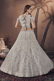 Picture of Captivating Off-White Premium Net Designer Lehenga Choli for Engagement and Reception