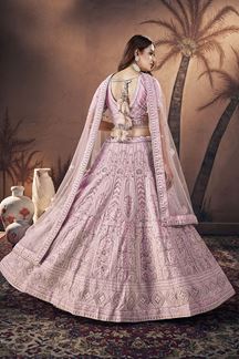 Picture of Breathtaking Baby Pink Premium Net Designer Lehenga Choli for Engagement and Reception