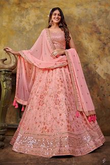 Picture of Breathtaking Baby Pink Designer Indo-Western Lehenga Choli for Engagement and Sangeet