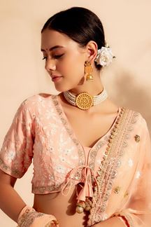 Picture of Amazing Peach Designer Indo-Western Lehenga Choli for Engagement and Sangeet