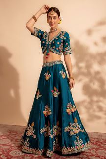 Picture of Vibrant Designer Indo-Western Lehenga Choli for Mehendi