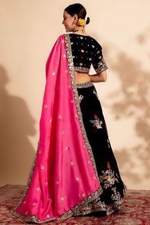 Picture of Striking Dark Purple Designer Indo-Western Lehenga Choli for Party and Sangeet