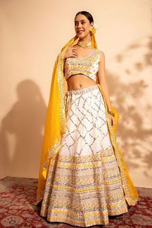 Picture of Royal White Designer Indo-Western Lehenga Choli for Wedding and Haldi