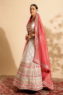 Picture of Creative White Premium Georgette Designer Indo-Western Lehenga Choli for Party