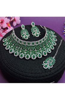 Picture of Creative Green Designer Necklace Set for Mehendi, Wedding, and Sangeet