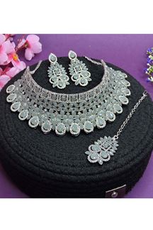 Picture of Royal Grey Designer Necklace Set for Party and Sangeet