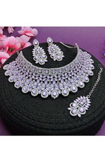 Picture of Bollywood Lavender Designer Necklace Set for Party, Wedding and Sangeet