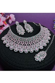 Picture of Outstanding Pink Designer Necklace Set for Party, Wedding and Sangeet