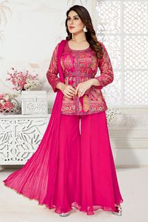 Picture of Dashing Pink Designer Palazzo Suit for Party and Festive wear