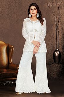 Picture of Impressive White Designer Palazzo Suit for Party and Engagement 