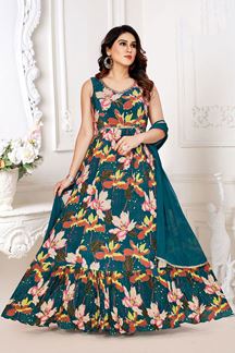 Picture of Stylish Printed Designer Anarkali Suit for a Party and Festive wear