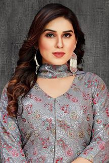 Picture of Mesmerizing Grey Designer Palazzo Suit for Party