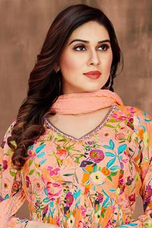 Picture of Royal Peach Designer Palazzo Suit for Party and Festive wear