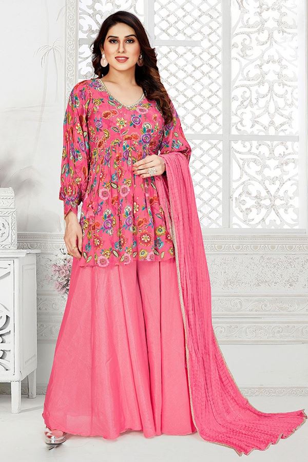 Picture of Bollywood Pink Designer Palazzo Suit for Party and Festive wear