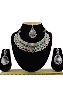 Picture of Charming Green Designer Necklace Set for Party, Mehendi and Wedding 