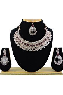 Picture of Exquisite Maroon Designer Necklace Set for Party and Wedding 