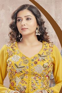 Picture of Bollywood Mustard Designer Palazzo Suit for Party and Haldi