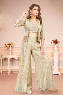 Picture of Fascinating Beige Designer Palazzo Suit for Party