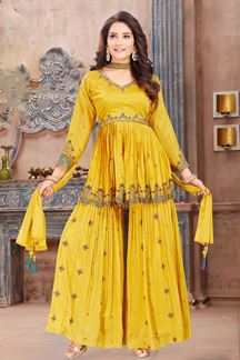 Picture of Mesmerizing Yellow Designer Gharara Suit for Party and Haldi