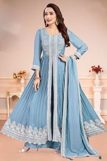 Picture of Impressive Blue Designer Palazzo Suit for Party