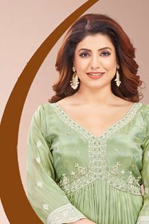 Picture of Irresistible Pista Georgette Designer Anarkali Suit for a Party