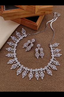 Picture of Artistic White Colored Imitation Jewellery-Necklace Set