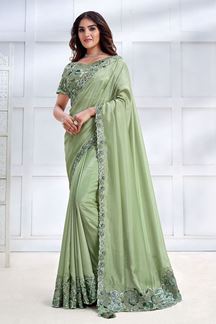 Picture of Spectacular Tusser Silk Designer Saree for Festivals and Engagement