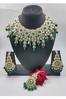 Picture of Glorious Green Designer Necklace Set for a Wedding  and Mehendi