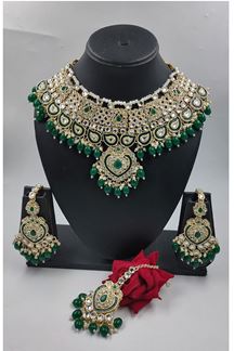 Picture of Gorgeous Green Designer Necklace Set for a Wedding  and Mehendi