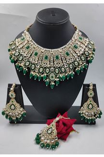 Picture of Divine Green Designer Necklace Set for a Wedding and Mehendi